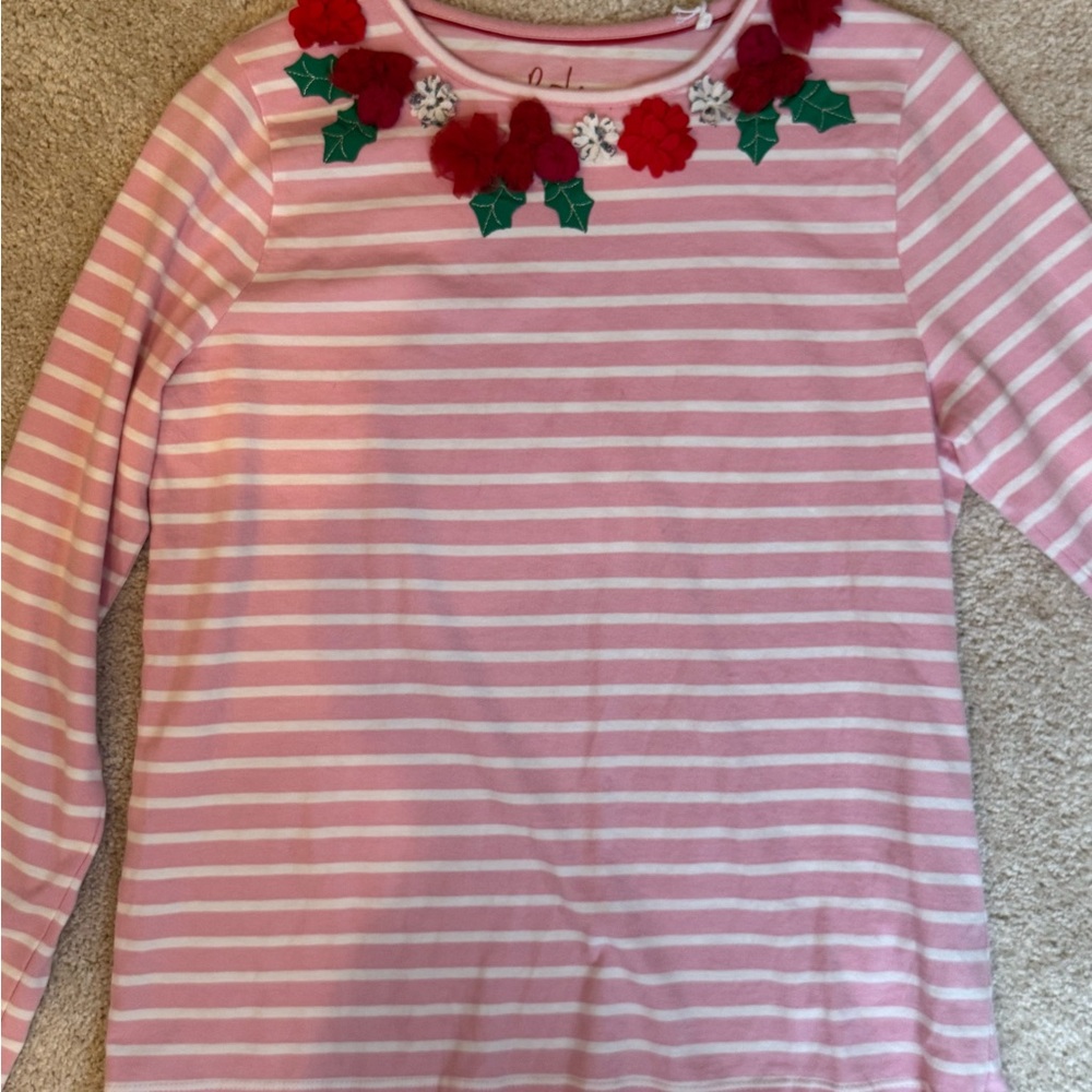 Mini Boden Pink & White Striped Appliquéd Tee -13/14 yrs or small adult-NWT